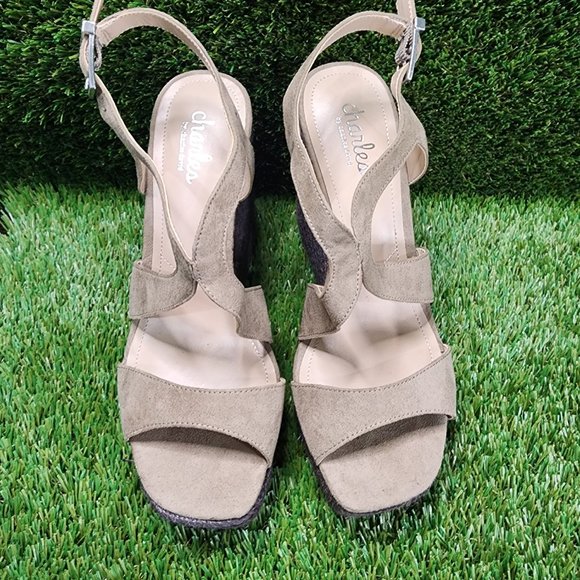 CHARLES by Charles David Taupe Suede Wedge Espadrilles | NEVER WORN - Picture 4 of 4